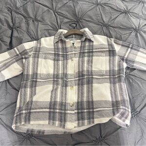 American Eagle Outfitters Gray and White Plaid Shirt